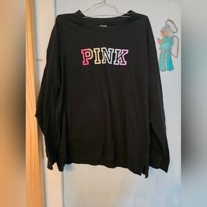 Black Long Sleeve Shirt with PINK Logo